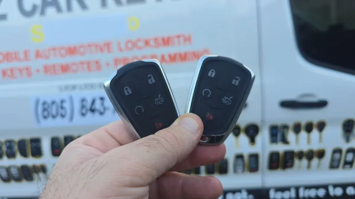 Licensed locksmith replacing 2012 Cadillac CTS key in Vista CA