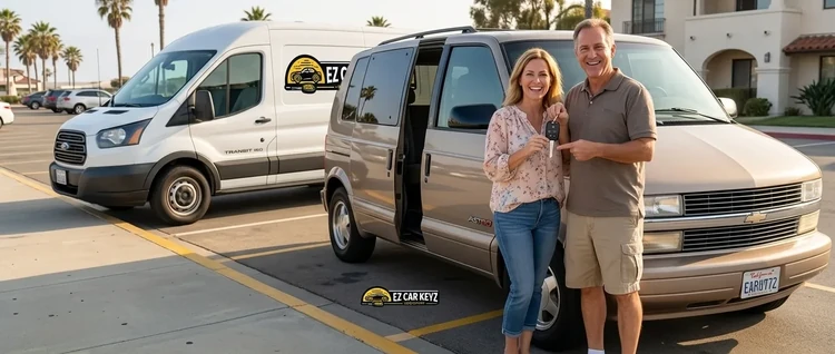 Happy customers with their replacement Chevrolet Astro car key from EZ Car Keyz in San Diego County