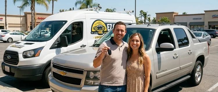 Happy customers with their replacement Chevrolet Avalanche car key from EZ Car Keyz in San Diego County