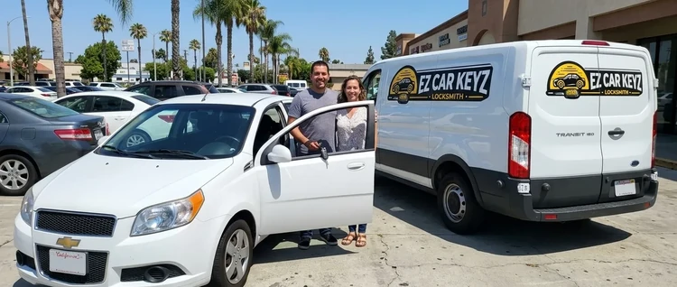 Happy customers with their replacement Chevrolet Aveo car key from EZ Car Keyz in San Diego County