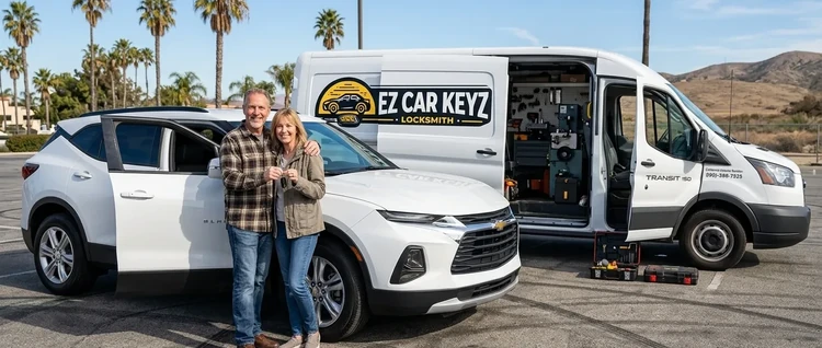 Happy customers with their replacement Chevrolet Blazer car key from EZ Car Keyz in San Diego County
