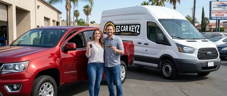Happy customers with their replacement Chevrolet Colorado car key from EZ Car Keyz in San Diego County