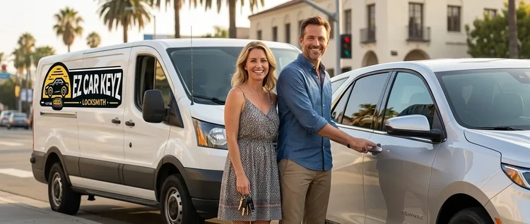 Happy customers with their replacement Chevrolet Equinox car key from EZ Car Keyz in San Diego County