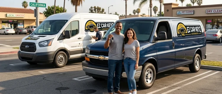Happy customers with their replacement Chevrolet Express car key from EZ Car Keyz in San Diego County