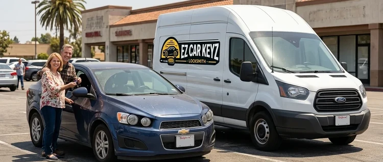 Happy customers with their replacement Chevrolet Sonic car key from EZ Car Keyz in San Diego County