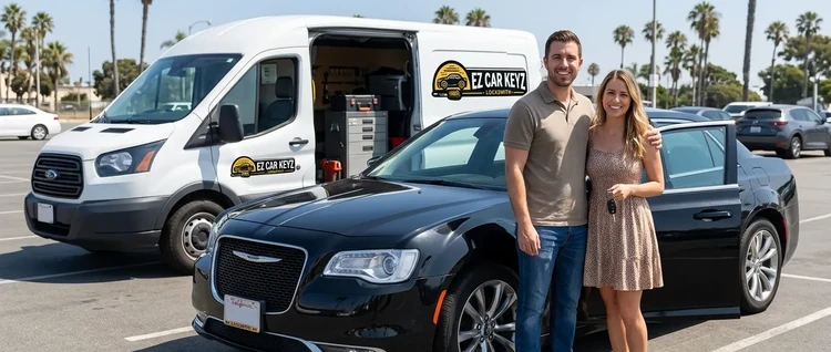 Happy customers with their replacement Chrysler 300 car key from EZ Car Keyz in San Diego County