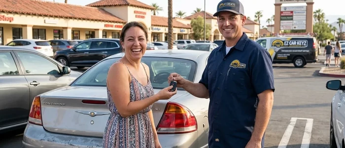 Customer with a replacement Chrysler Concorde car key from EZ Car Keyz in San Diego County