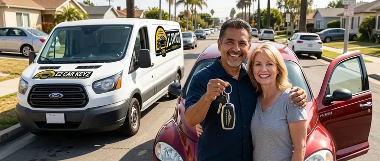 Happy customers with their replacement Chrysler Pt Cruiser car key from EZ Car Keyz in San Diego County