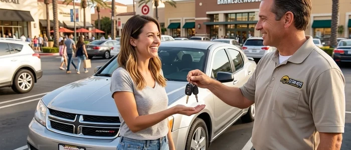 Customer with a replacement Dodge Avenger car key from EZ Car Keyz in San Diego County