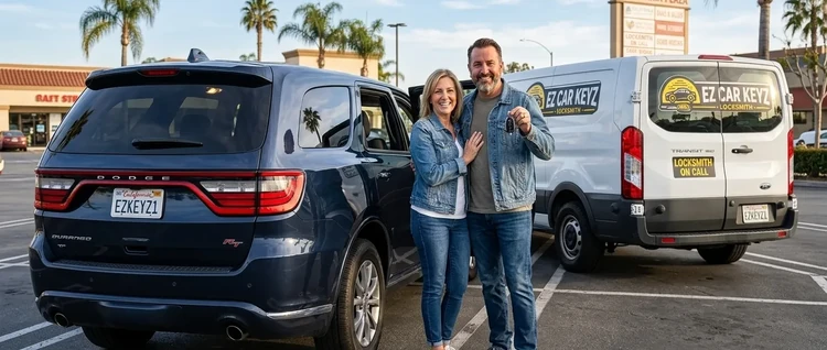 Happy customers with their replacement Dodge Durango car key from EZ Car Keyz in San Diego County