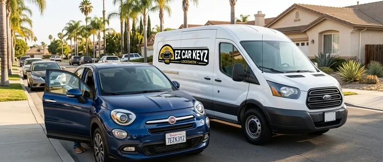 Happy customers with their replacement Fiat 500x car key from EZ Car Keyz in San Diego County
