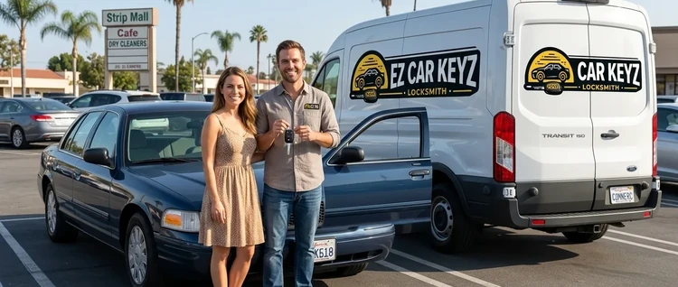 Happy customers with their replacement Ford Crown Victoria car key from EZ Car Keyz in San Diego County