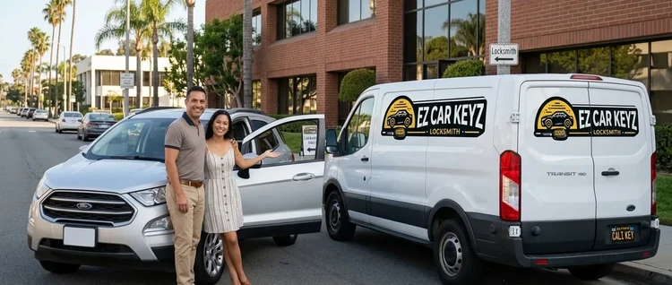 Happy customers with their replacement Ford Ecosport car key from EZ Car Keyz in San Diego County