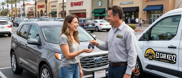 Customer with a replacement Ford Edge car key from EZ Car Keyz in San Diego County