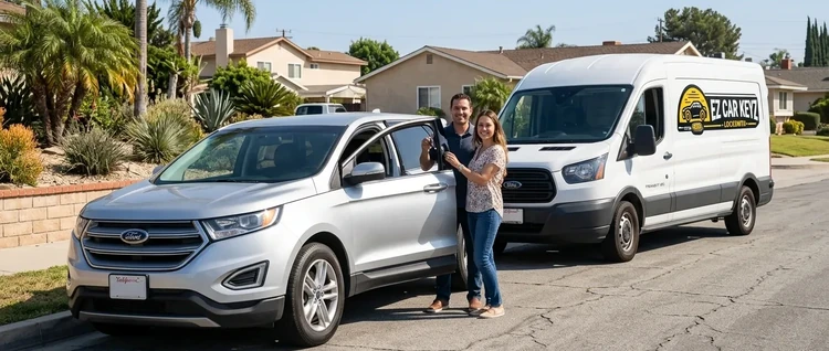 Happy customers with their replacement Ford Edge car key from EZ Car Keyz in San Diego County