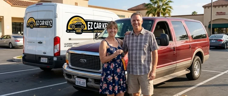 Happy customers with their replacement Ford Excursion car key from EZ Car Keyz in San Diego County