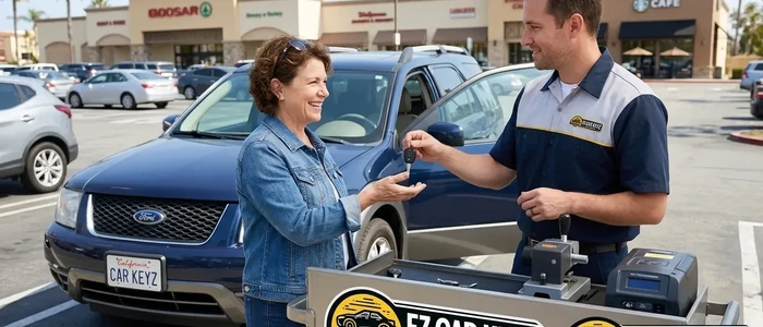 Customer with a replacement Ford Freestyle car key from EZ Car Keyz in San Diego County