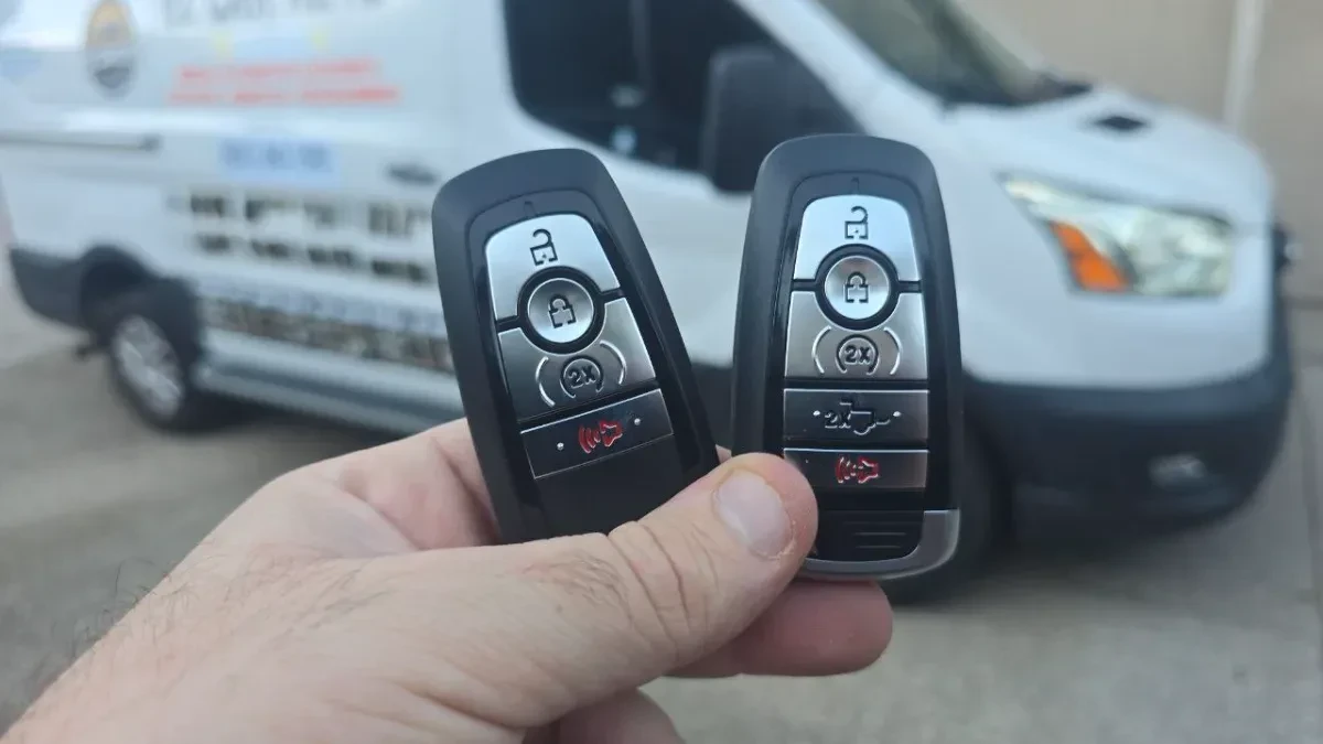 Insured mobile locksmith working on 2012 Ford Fusion in Ramona CA