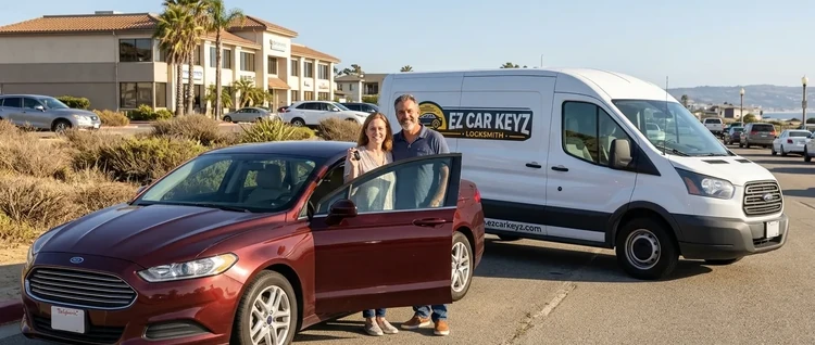 Happy customers with their replacement Ford Fusion car key from EZ Car Keyz in San Diego County