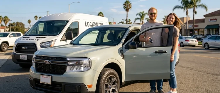 Happy customers with their replacement Ford Maverick car key from EZ Car Keyz in San Diego County
