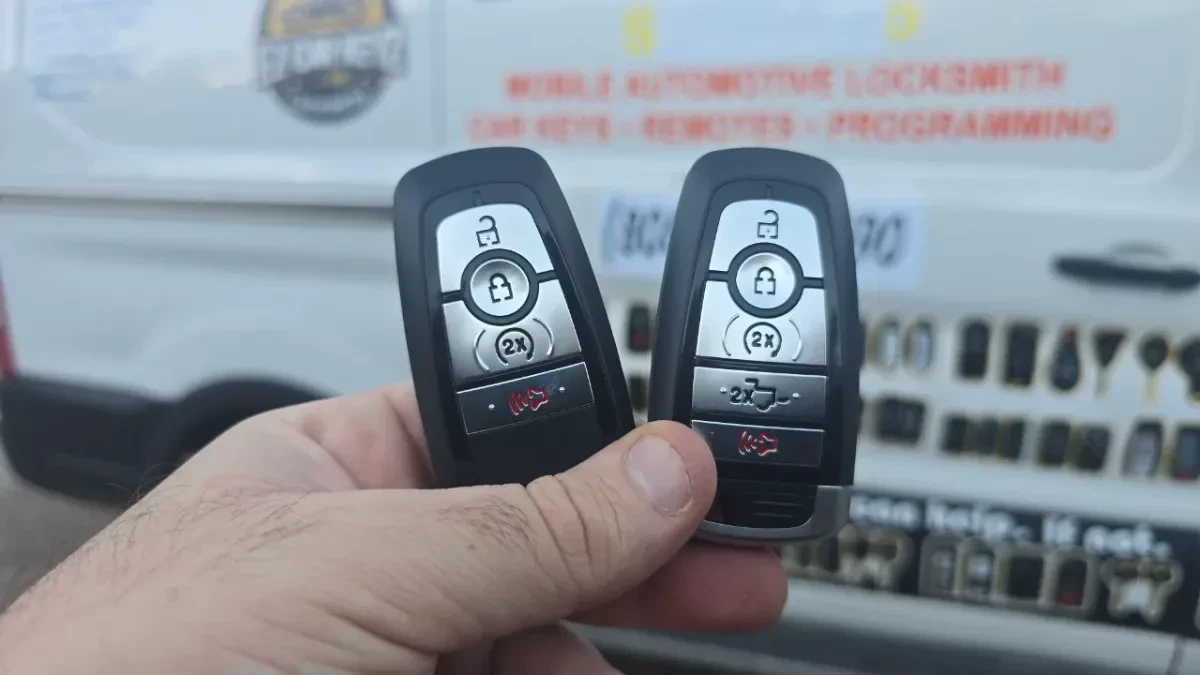 Insured mobile locksmith working on 1996 Ford Thunderbird in Encinitas CA