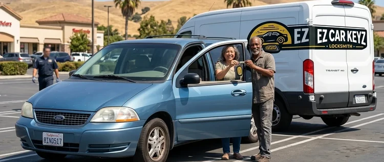 Happy customers with their replacement Ford Windstar car key from EZ Car Keyz in San Diego County