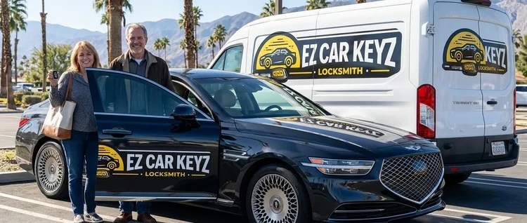 Happy customers with their replacement Genesis G90 car key from EZ Car Keyz in San Diego County