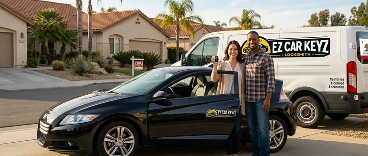 Happy customers with their replacement Honda CR-Z car key from EZ Car Keyz in San Diego County