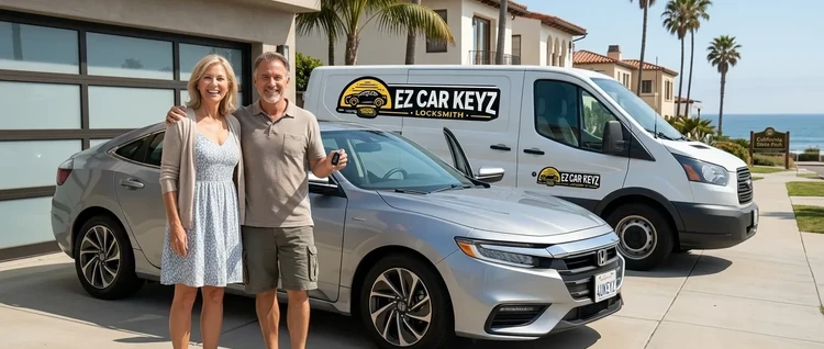Happy customers with their replacement Honda Insight car key from EZ Car Keyz in San Diego County