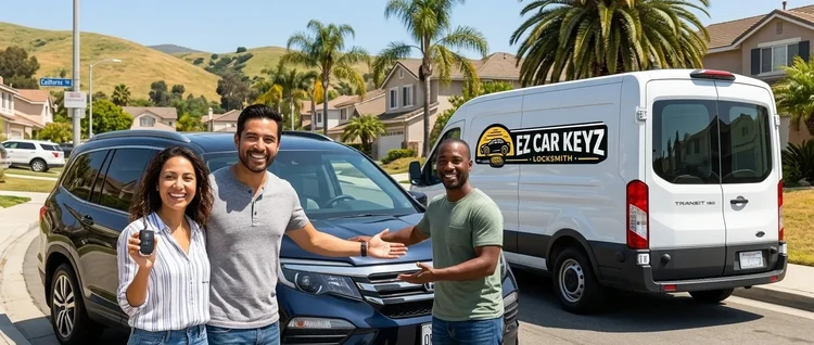 Happy customers with their replacement Honda Pilot car key from EZ Car Keyz in San Diego County