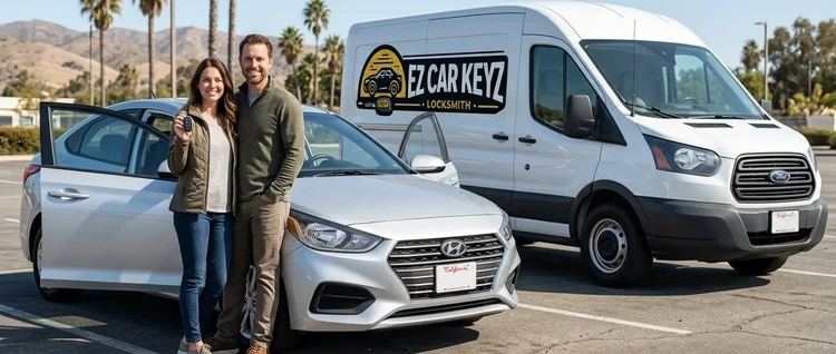 Happy customers with their replacement Hyundai Accent car key from EZ Car Keyz in San Diego County