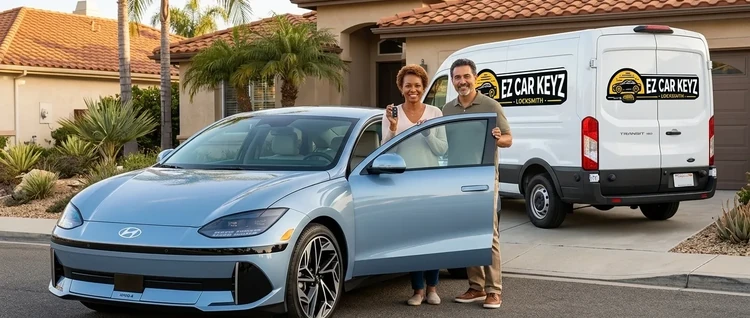 Happy customers with their replacement Hyundai IONIQ-6 car key from EZ Car Keyz in San Diego County
