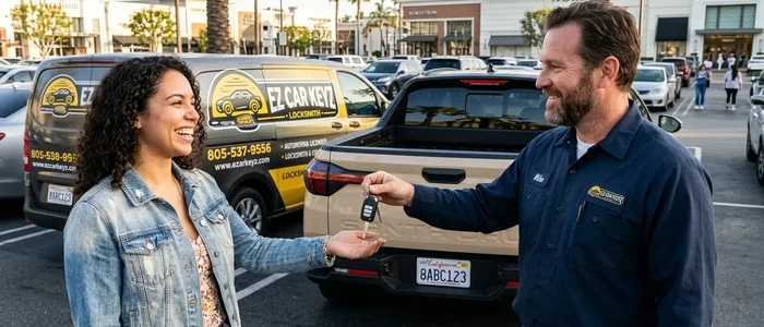 Customer with a replacement Hyundai Santa Cruz car key from EZ Car Keyz in San Diego County