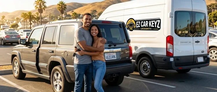 Happy customers with their replacement Jeep Commander car key from EZ Car Keyz in San Diego County