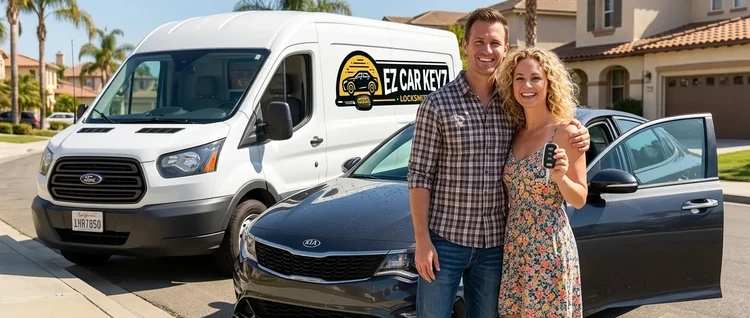 Happy customers with their replacement Kia Optima car key from EZ Car Keyz in San Diego County