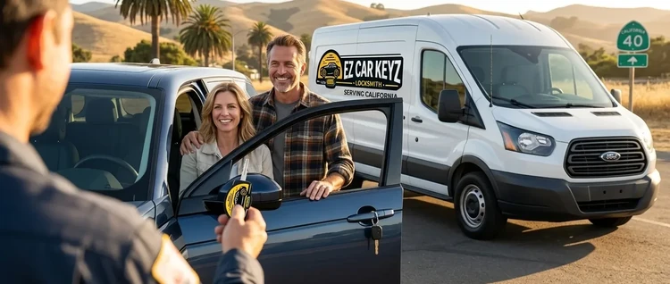 Happy customers with their replacement Land Rover Discovery Sport car key from EZ Car Keyz in San Diego County
