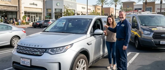 Customer with a replacement Land Rover Discovery car key from EZ Car Keyz in San Diego County