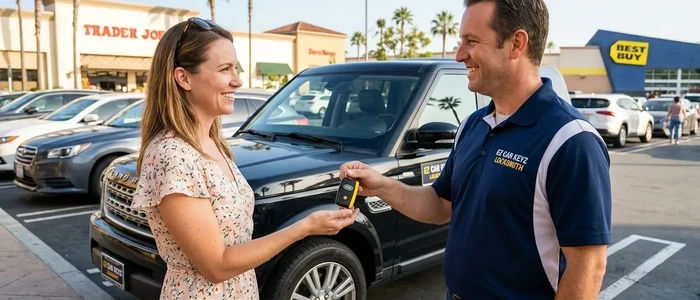 Customer with a replacement Land Rover Lr4 car key from EZ Car Keyz in San Diego County