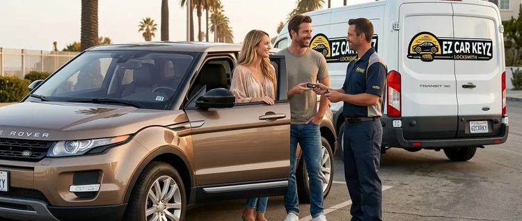 Happy customers with their replacement Land Rover Range Rover Evoque car key from EZ Car Keyz in San Diego County