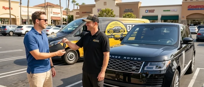 Customer with a replacement Land Rover Range Rover car key from EZ Car Keyz in San Diego County