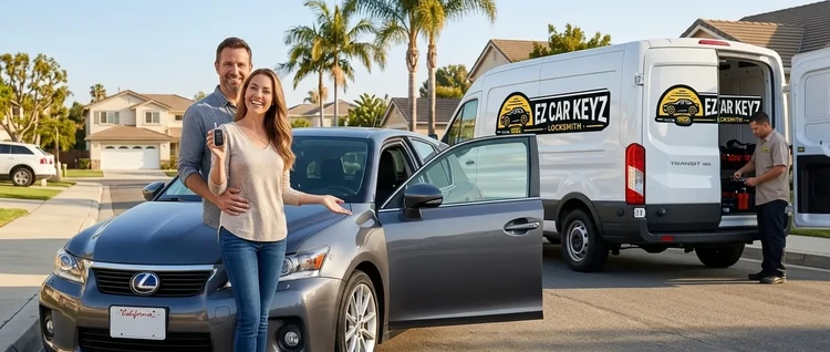 Happy customers with their replacement Lexus Ct car key from EZ Car Keyz in San Diego County