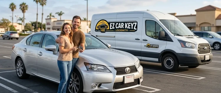 Happy customers with their replacement Lexus GS car key from EZ Car Keyz in San Diego County