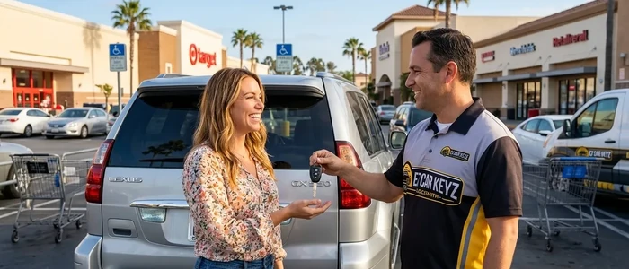 Customer with a replacement Lexus GX car key from EZ Car Keyz in San Diego County