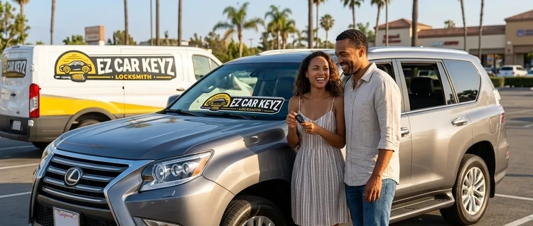Happy customers with their replacement Lexus GX car key from EZ Car Keyz in San Diego County
