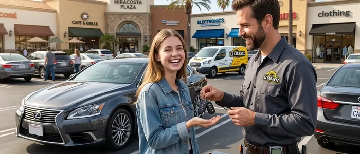 Customer with a replacement Lexus LS car key from EZ Car Keyz in San Diego County