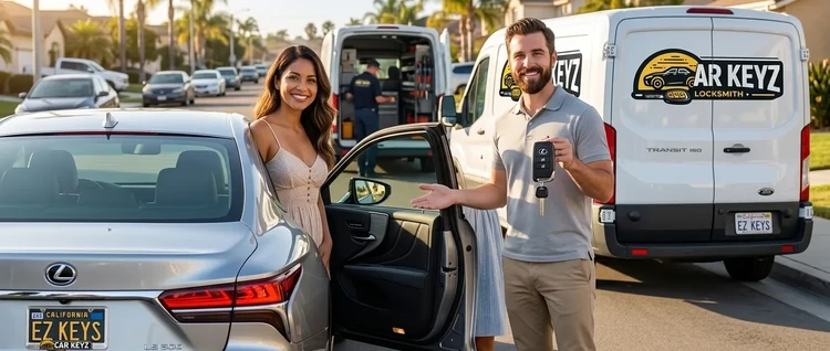Happy customers with their replacement Lexus LS car key from EZ Car Keyz in San Diego County