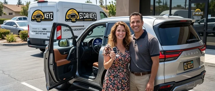 Happy customers with their replacement Lexus LX car key from EZ Car Keyz in San Diego County