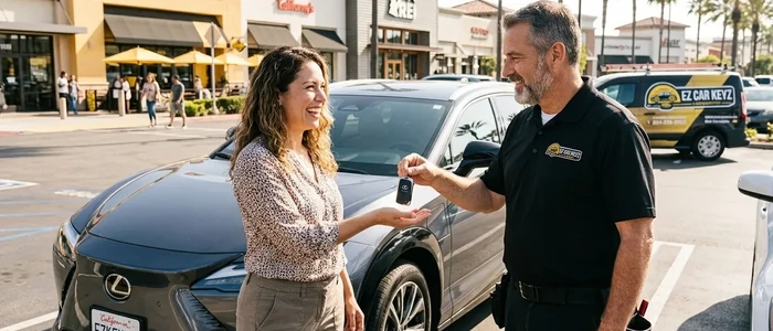 Customer with a replacement Lexus Rz car key from EZ Car Keyz in San Diego County