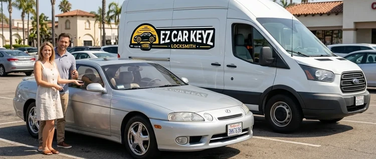 Happy customers with their replacement Lexus SC car key from EZ Car Keyz in San Diego County