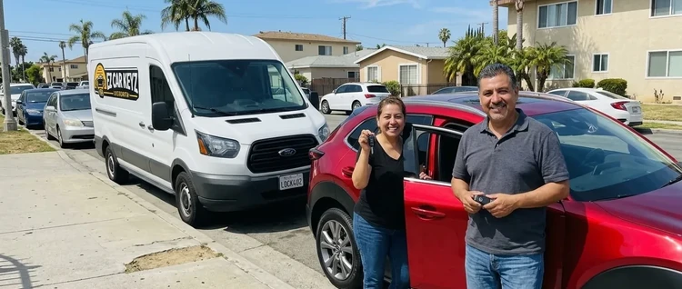 Happy customers with their replacement Mazda CX-30 car key from EZ Car Keyz in San Diego County
